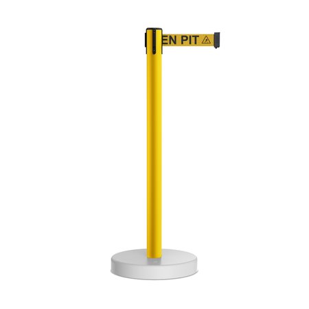 MONTOUR LINE Stanchion Belt Barrier WaterFillable Base Yellow Post 7.5ftOpen...Belt MSW630-YW-BEWARYB-75